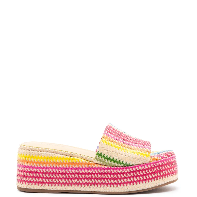Limited Time Alex Flatform Mule In Rainbow Raffia
