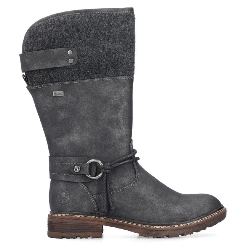 Exclusive Discount Rieker Women's 94774-45 Dominika Graphite Leather Waterproof