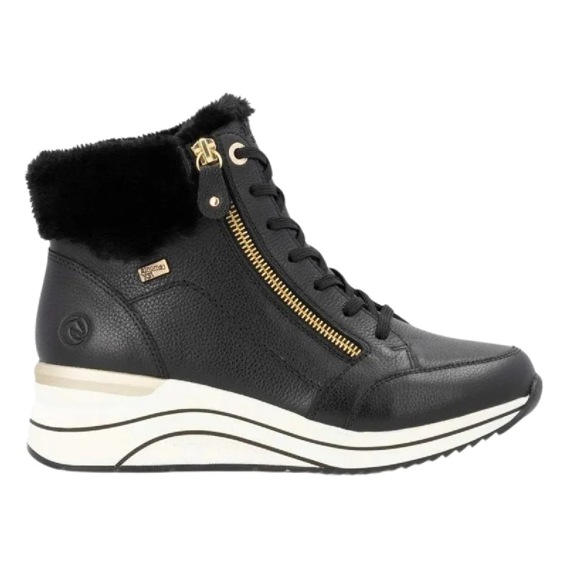 Stylish Looks Rieker Women's D0T77-02 Eleni Black Leather Waterproof