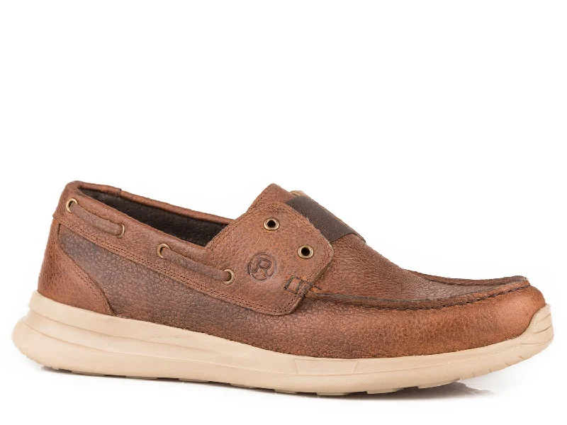 Contemporary Chic Promotions Roper Mens Oiled Brown Leather Chillin Low Loafer Shoes Contemporary Chic Promotions Roper Mens Oiled Brown Leather Chillin Low Loafer Shoes