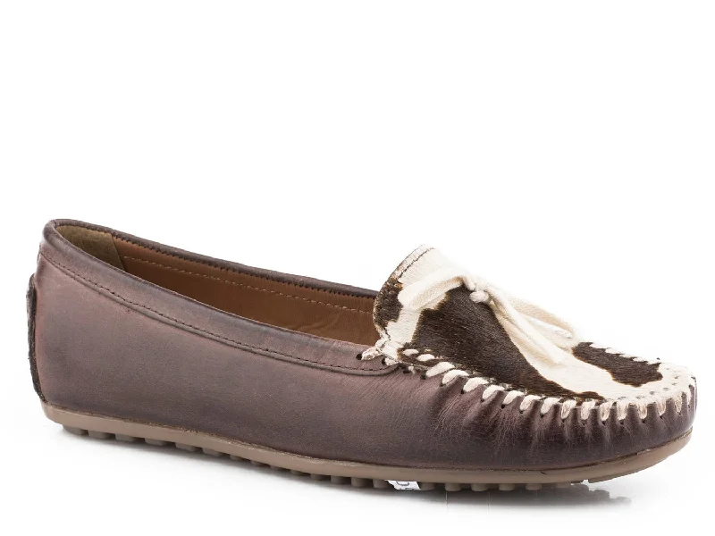 Chic & Modern Sales Roper Womens Brown Leather Lilly Hair On Hide Loafer Shoes