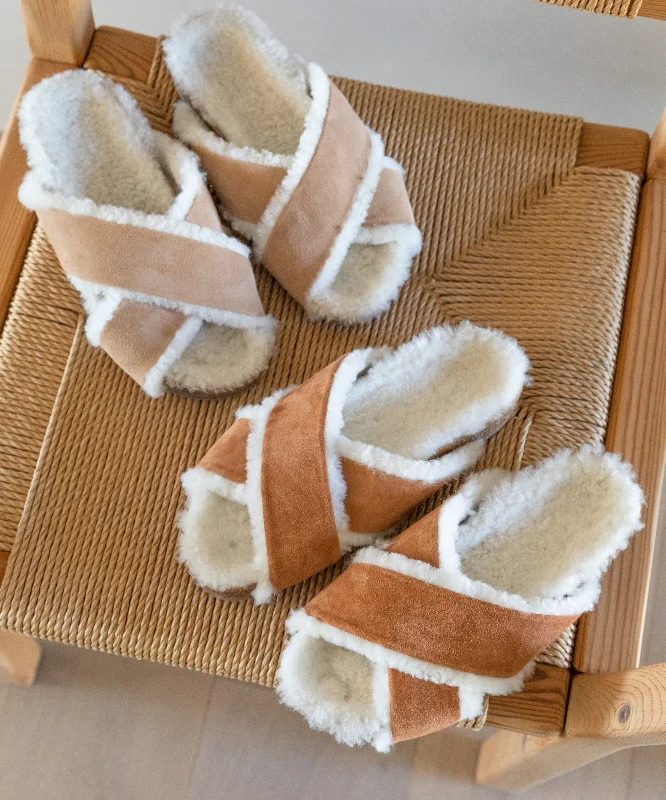 New Season Fashion Preview Sale Shearling-Lined Crossover Sandal