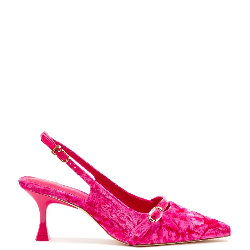 Comfortable Slip-On Shoes Ines Pump In Pink Velvet