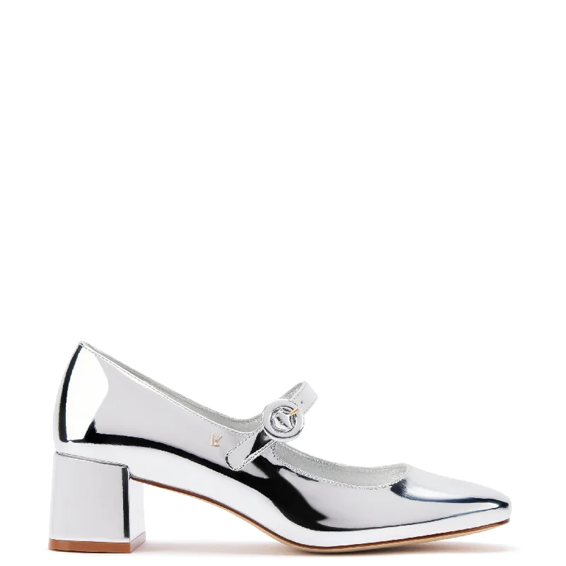 Soft Sole Shoes Blair Block Pump In Silver Specchio