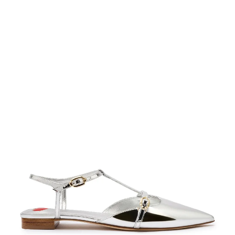 Breathable Shoes Grace Flat In Silver Specchio