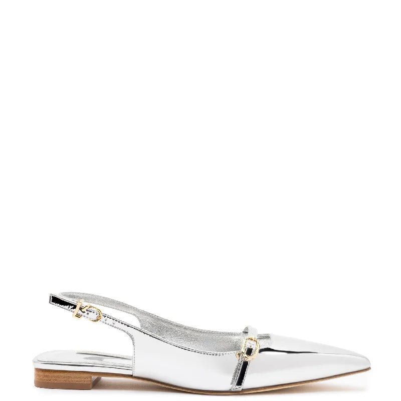 Comfortable Work Shoes Ines Flat In Silver Specchio