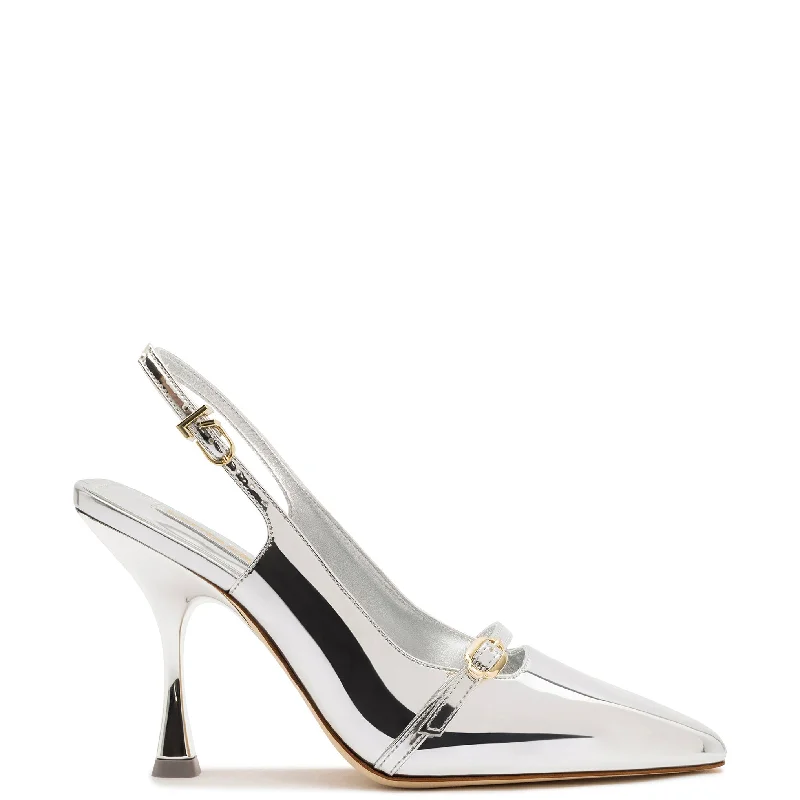 Comfortable Urban Shoes Ines Hi Pump in Silver Specchio