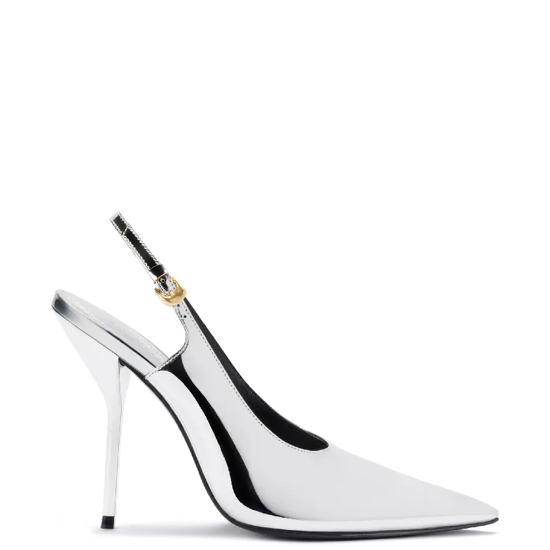 Women's Sleek Dress Shoes Larroudé x Altuzarra Pump In Silver Specchio