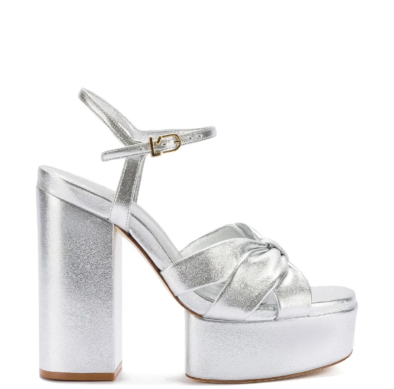 Comfortable Outdoor Shoes Vivienne Platform Sandal In Silver Metallic Leather