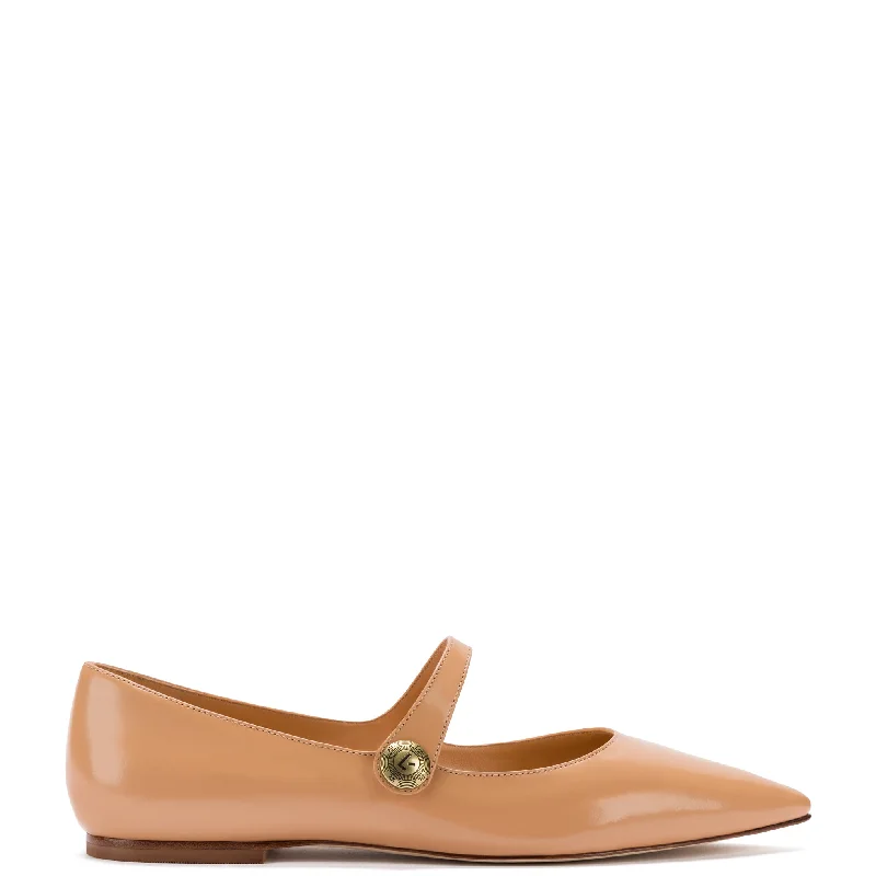 Comfortable Business Shoes Caroline Flat In Tan Leather
