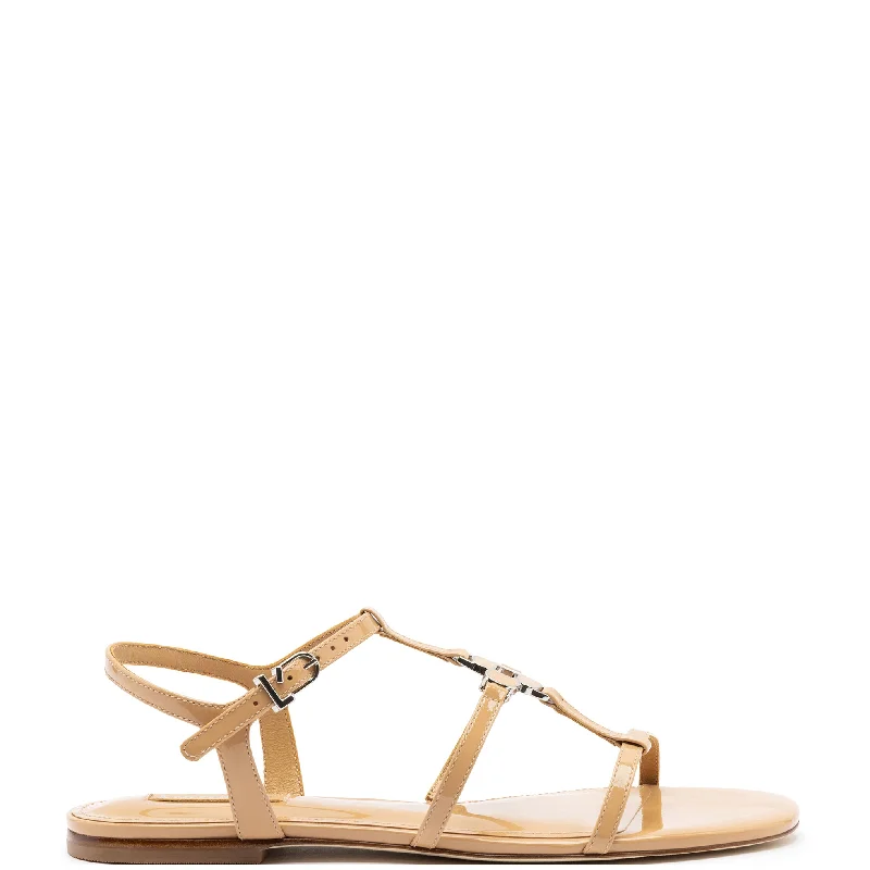 Luxury Casual Deals Hana Flat In Tan Patent Leather