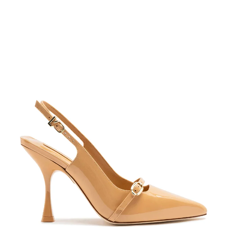 Comfortable Fashionable Shoes Ines Hi Pump in Tan Patent Leather