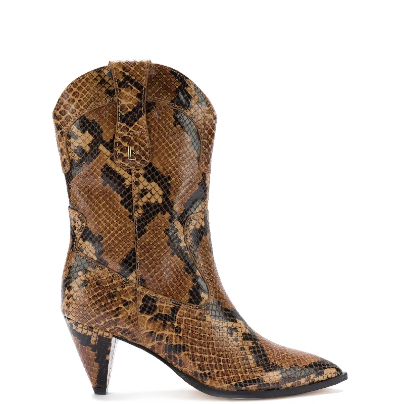 Cozy Comfort Style Sale Thelma Boot In Tawny Stamped Leather