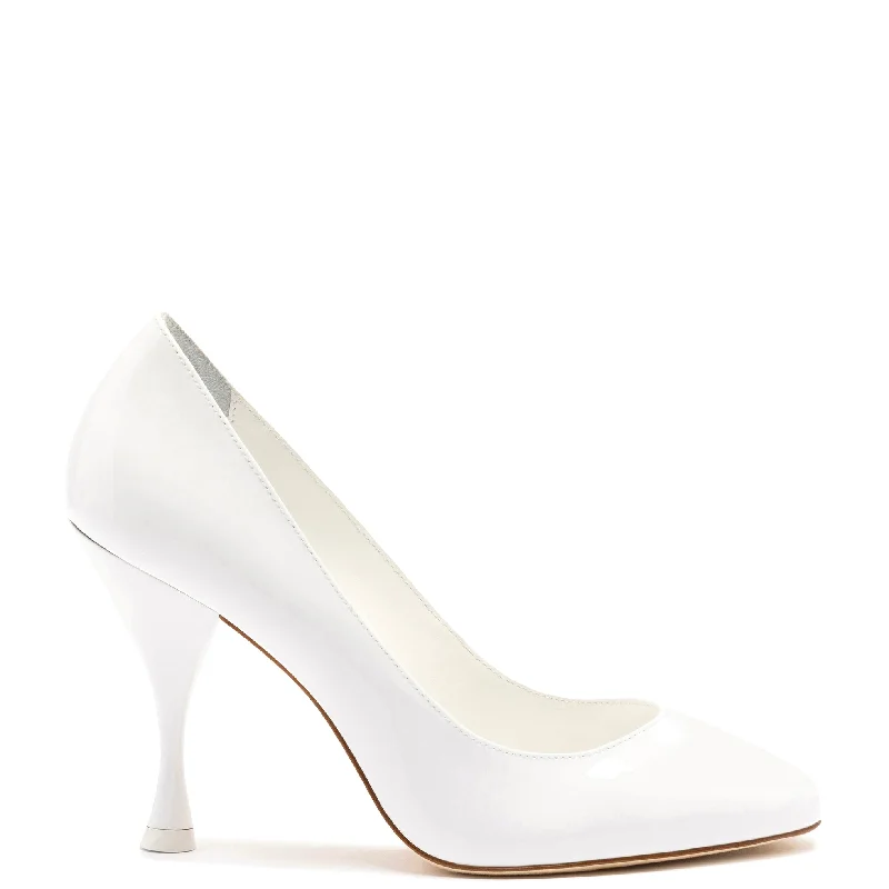 Breathable Shoes Michelle Pump In White Patent Leather