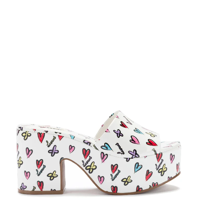 Bold Fashion Sales Miso Platform Sandal In White Heart Printed Leather