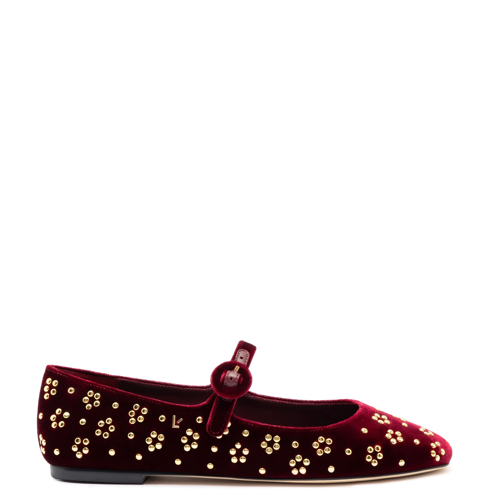 Inspired By You, Designed For You Blair Ballet Flat In Wine Velvet and Gold Studs