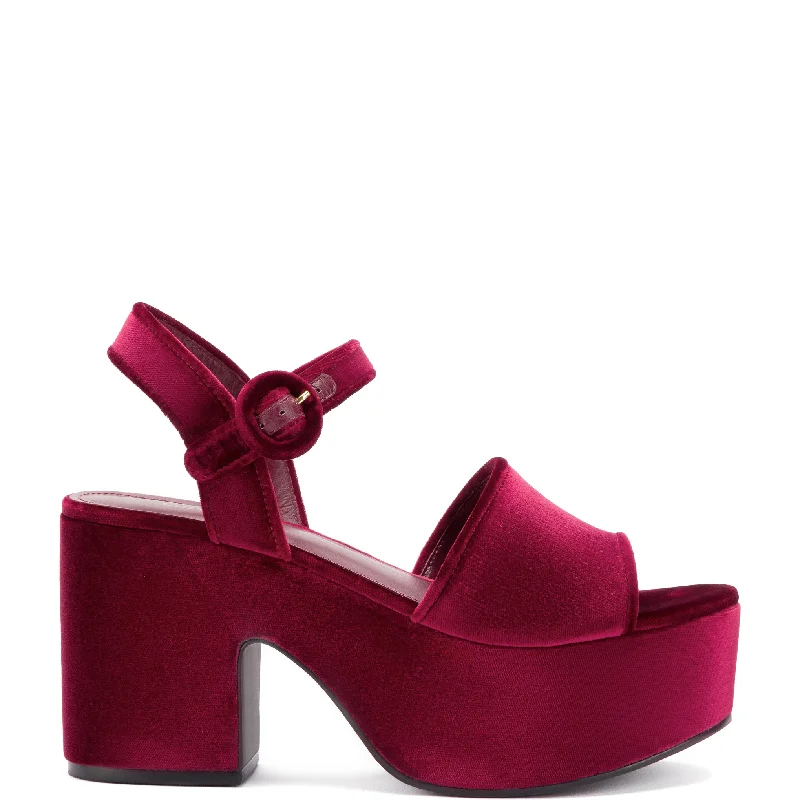 Premium Boots Discounts Miso Platform Strap Sandal In Wine Velvet