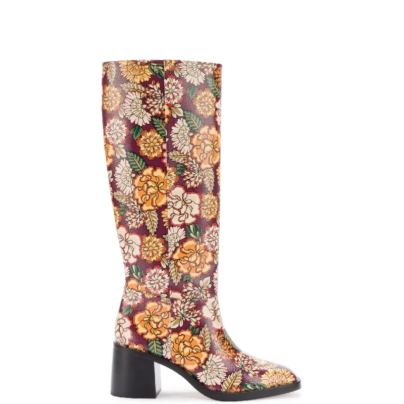 Relaxed Style Deals Ricky Boot In Wine Ikebana Print Saffiano Patent Leather