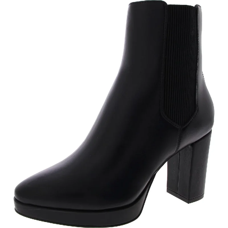 Trendy Looks On Sale Anne Klein Womens Jayce Faux Leather Block Heel Chelsea Boots