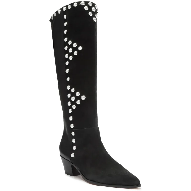 Relaxed Style Arezzo Womens Bota Leather Studded Knee-High Boots