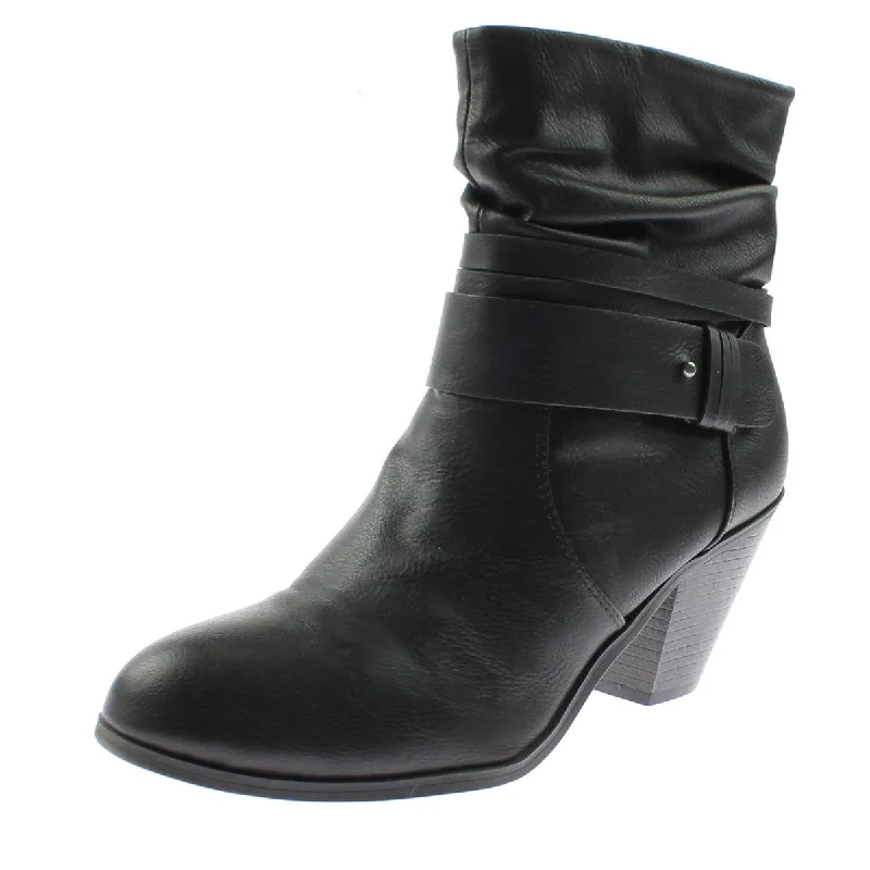 Holiday Glam CL by Laundry Womens Leanna Faux Leather Bleted Ankle Boots