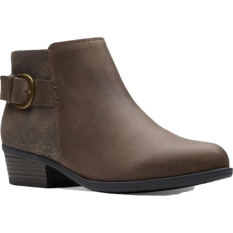 Crazy Price Slashing Clarks Womens Addiy Kara Stacked Heel Ankle Booties