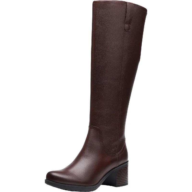 Classic Modern Offers Clarks Womens Hollis Moon Leather Tall Knee-High Boots