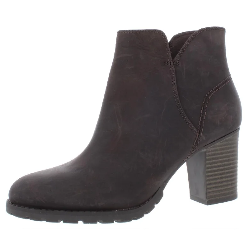 Low Price Special Clarks Womens Verona Trish Leather Stacked Heel Ankle Boots