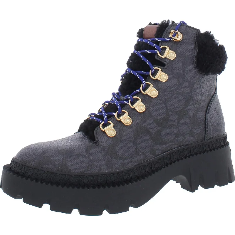 Urban Elegance Deals Coach Womens Outlet Leather Lug Sole Hiking Boots