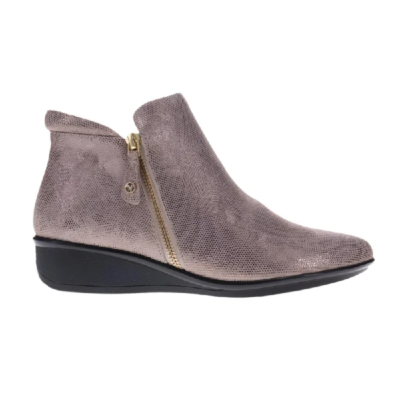 Comfortable Urban Shoes Revere Women's Damascus Orthotic Zip Ankle Boot Champagne Angle Comfortable Urban Shoes Revere Women's Damascus Orthotic Zip Ankle Boot Champagne Angle