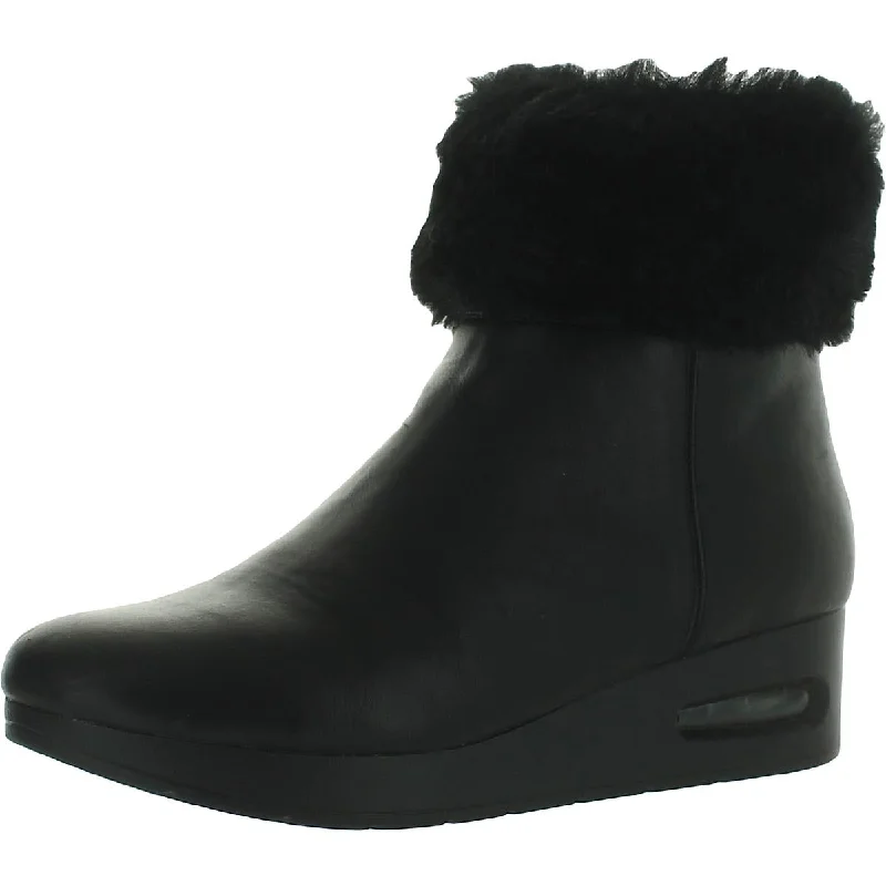 Retro Style Promotions DKNY Womens Abri Faux Leather Faux Fur Lined Booties