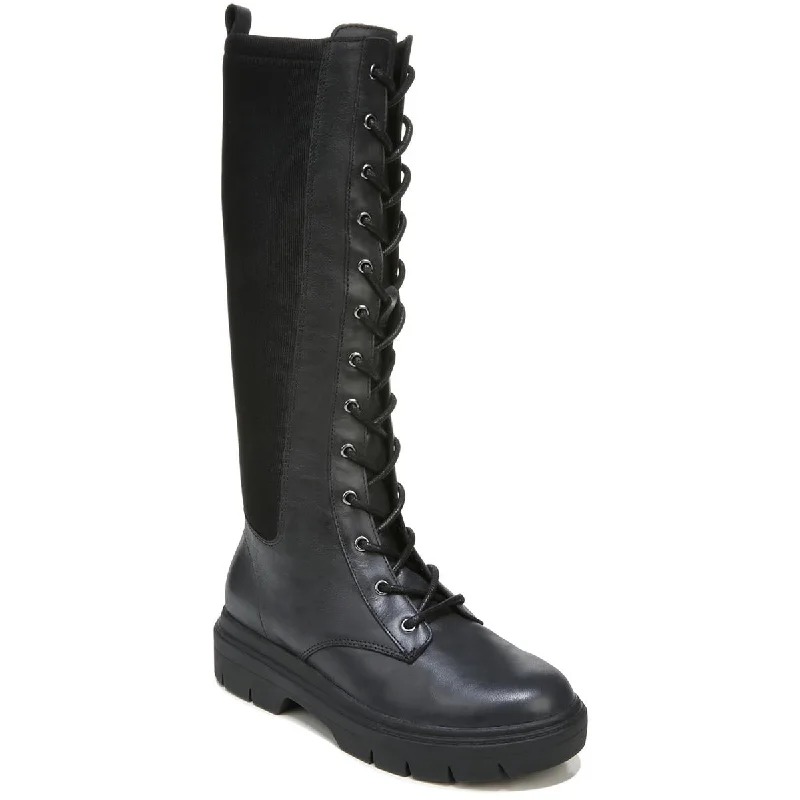 Limited Stock Dr. Scholl's Shoes Womens Crank It Up Leather Lace-Up Mid-Calf Boots
