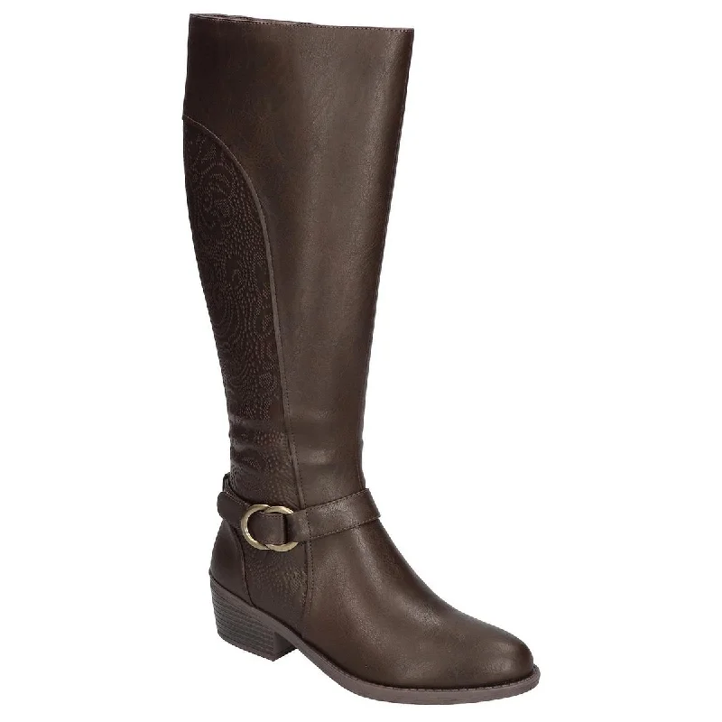 Durable Fashion Picks Easy Street Womens Luella Plus Faux Leather Embossed Knee-High Boots