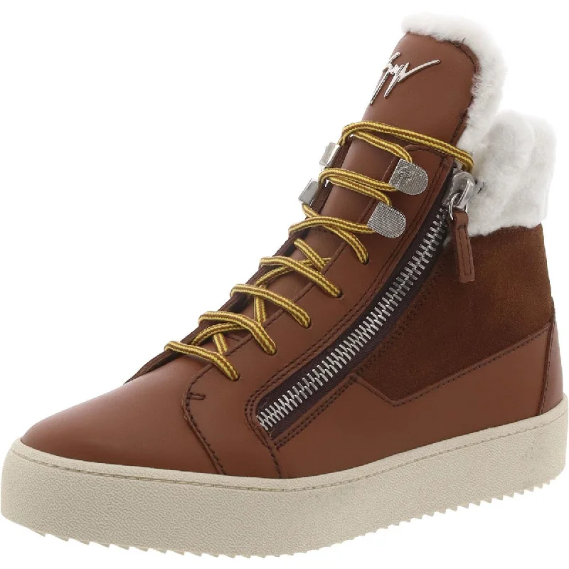 Urban Fashion Footwear Giuseppe Zanotti Womens Double Zipper Fur Lined Ankle Boots