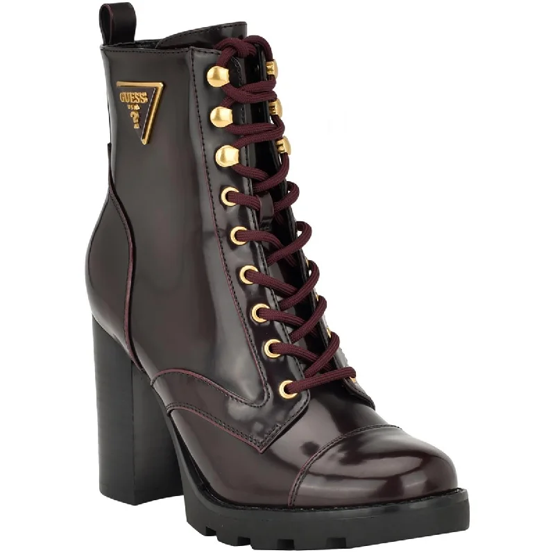Smart Casual Deals Guess Womens Neadyn Patent Lug Sole Combat & Lace-Up Boots