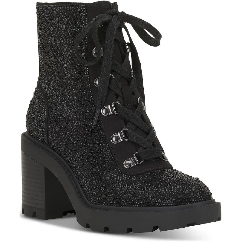 Budget Friendly INC Womens Shada Embellished Textured Combat & Lace-Up Boots