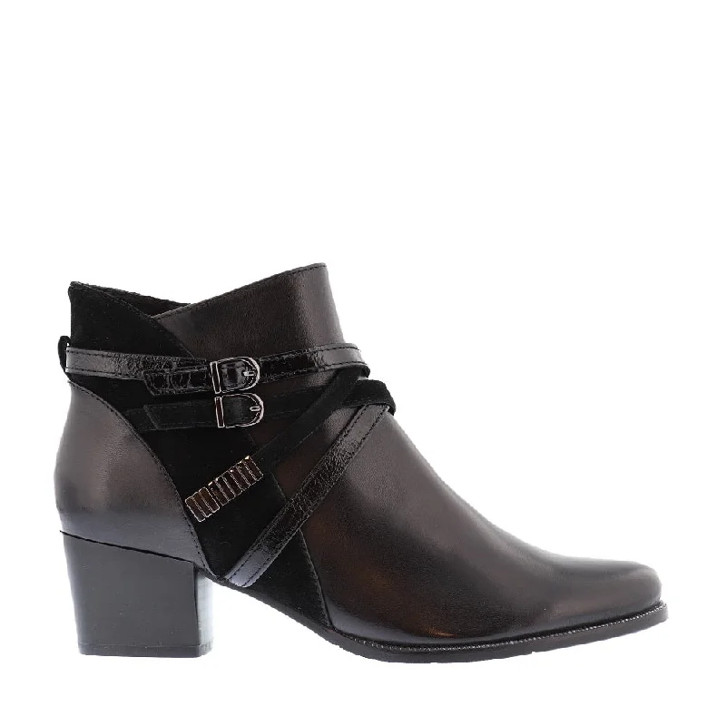 Comfortable Flats Regarde Le Ciel Women's Isabel-120 Block Heel Ankle Black Leather Comfortable Flats Regarde Le Ciel Women's Isabel-120 Block Heel Ankle Black Leather