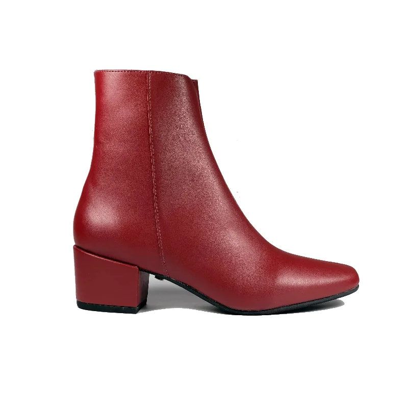 Affordable Shoe Fashion 'Jacqui' vegan-leather ankle boot by Zette Shoes - burgundy Affordable Shoe Fashion 'Jacqui' vegan-leather ankle boot by Zette Shoes - burgundy