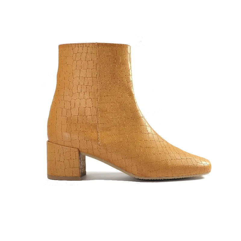 Non-Slip Shoes Offers 'Jacqui' vegan-leather ankle boot by Zette Shoes - camel croc Non-Slip Shoes Offers 'Jacqui' vegan-leather ankle boot by Zette Shoes - camel croc