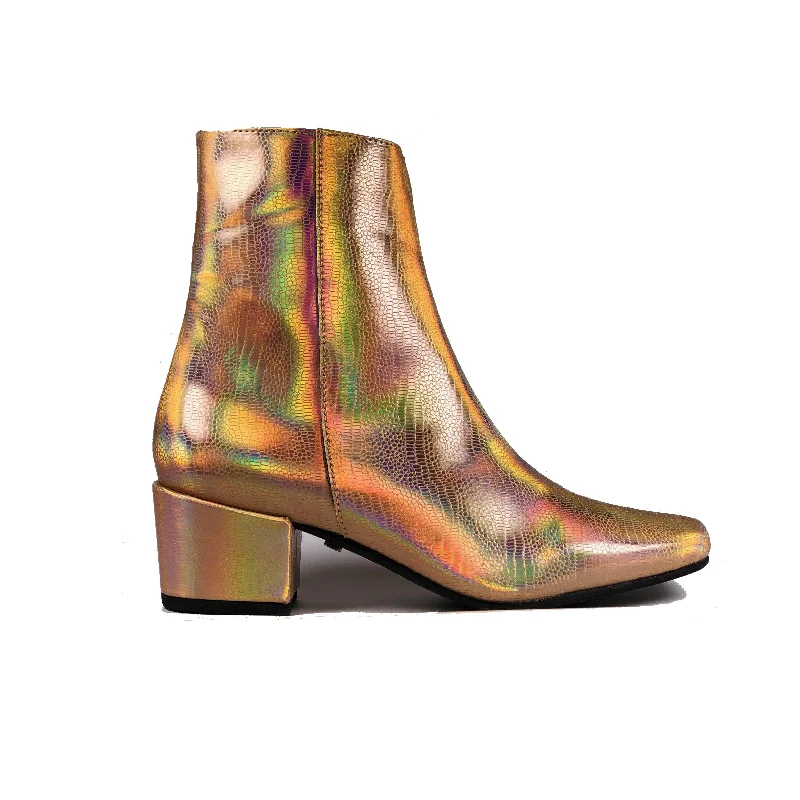 Comfortable Shoes Promotion 'Jacqui' vegan-leather ankle boot by Zette Shoes - holographic rose gold Comfortable Shoes Promotion 'Jacqui' vegan-leather ankle boot by Zette Shoes - holographic rose gold