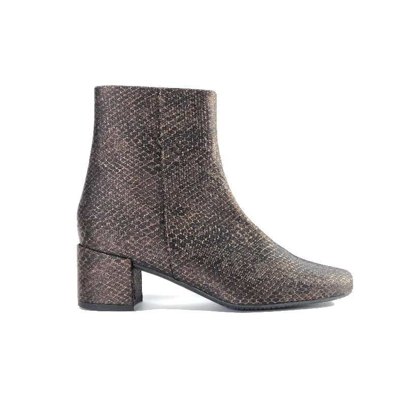 Comfortable Flats Sale 'Jacqui' vegan-leather ankle boot by Zette Shoes - bronze snake Comfortable Flats Sale 'Jacqui' vegan-leather ankle boot by Zette Shoes - bronze snake