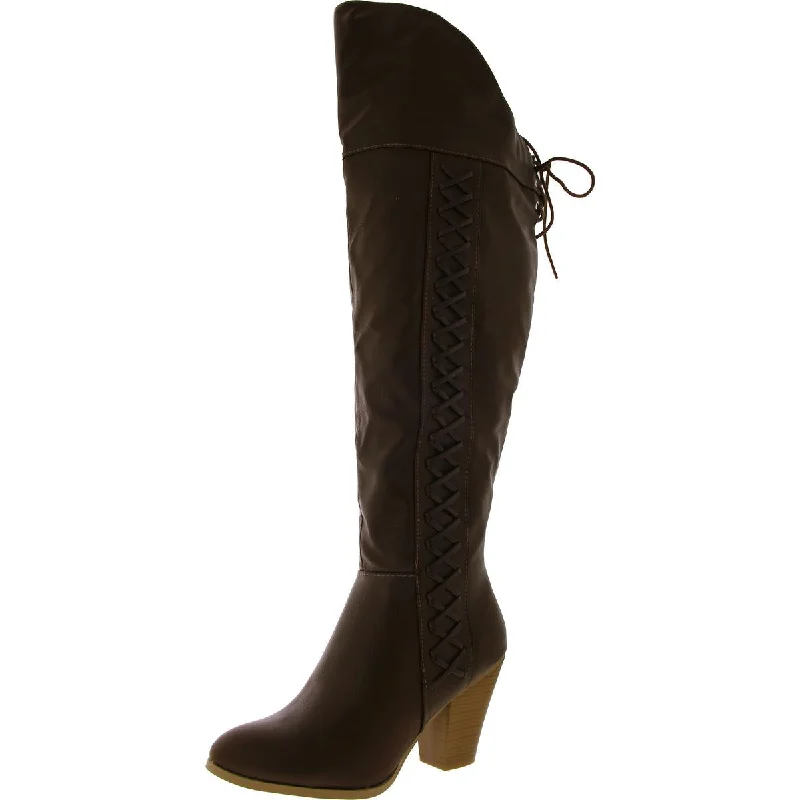 Comfortable High-Top Sneakers Journee Collection Womens Faux Leather Block Heel Over-The-Knee Boots Comfortable High-Top Sneakers Journee Collection Womens Faux Leather Block Heel Over-The-Knee Boots