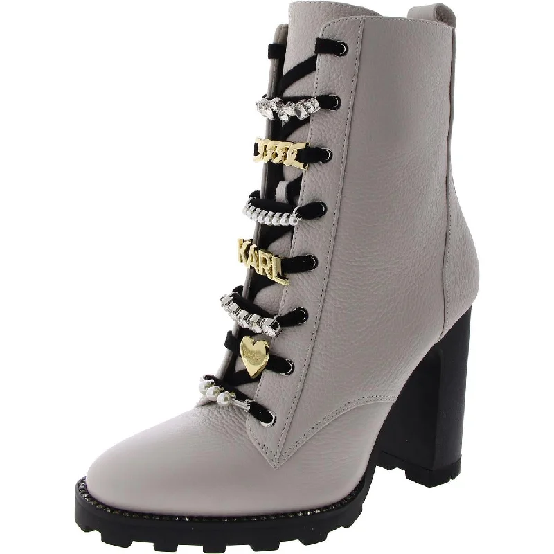 Limited Time Offer Karl Largerfeild Womens Pazi Embellished Logo Motorcycle Boots