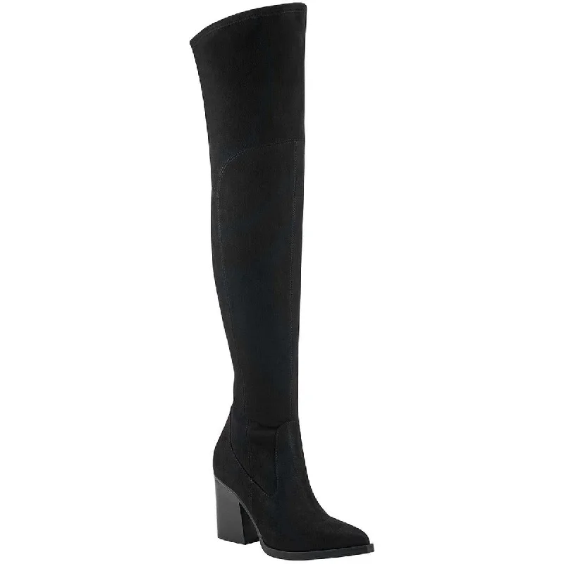 Comfortable Stretchy Shoes Marc Fisher Womens Meyana Faux Suede Pointed Toe Over-The-Knee Boots