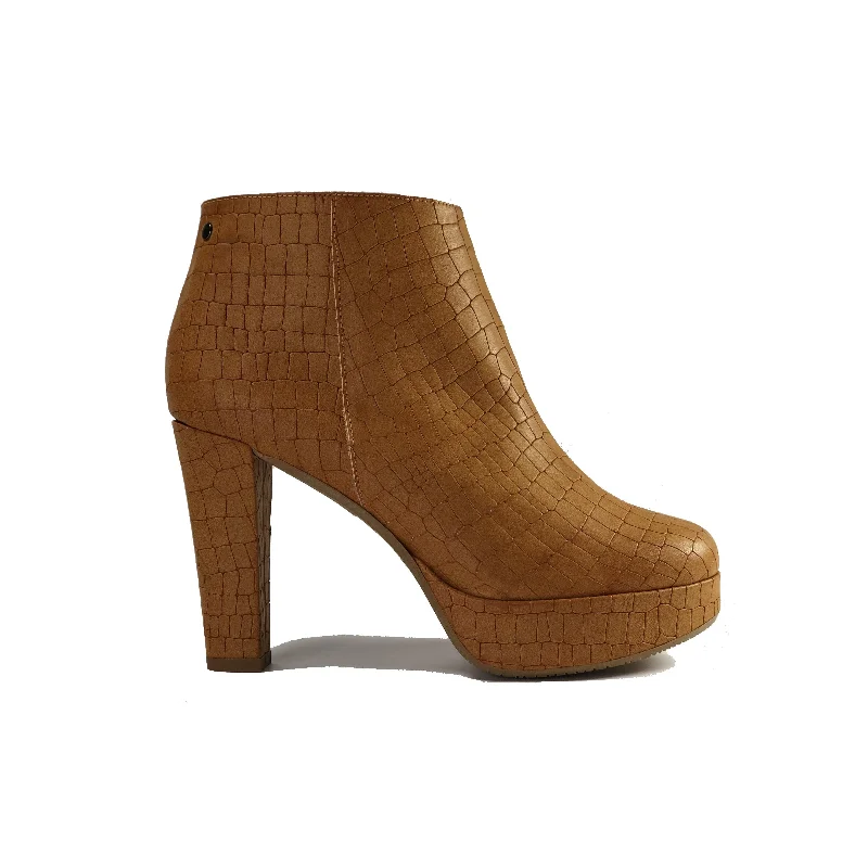 Breathable Flats Offers 'Melissa' vegan-leather bootie by Zette Shoes - tan croc