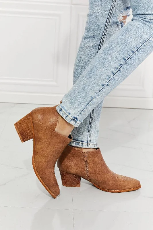 Best Sellers Trusty3 - Embroidered Crossover Cowboy Bootie in Caramel