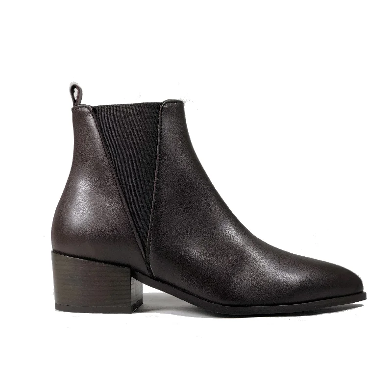 Street Style Discounts 'Nerrie' vegan-leather Chelsea bootie by Zette Shoes - dark chocolate Street Style Discounts 'Nerrie' vegan-leather Chelsea bootie by Zette Shoes - dark chocolate
