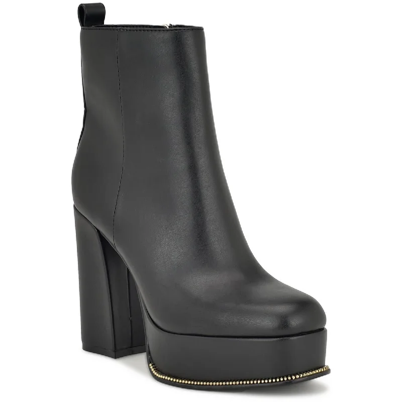 Boutique Styles Nine West Womens LORAINE 3 Faux Leather Block Heel Ankle Boots