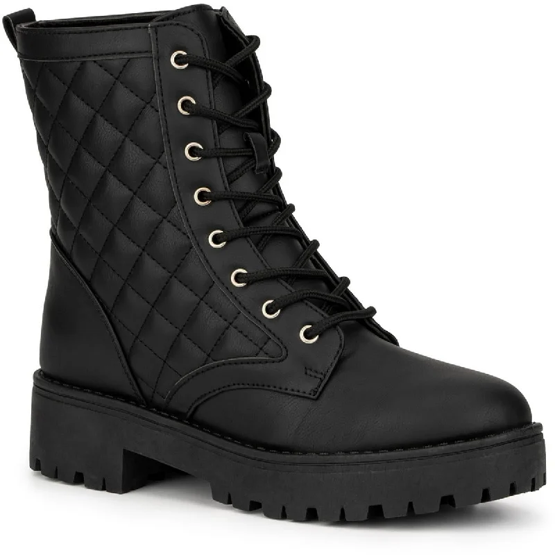 Classic Modern Offers Olivia Miller Womens Alexandria Faux Leather Quilted Combat & Lace-up Boots Classic Modern Offers Olivia Miller Womens Alexandria Faux Leather Quilted Combat & Lace-up Boots