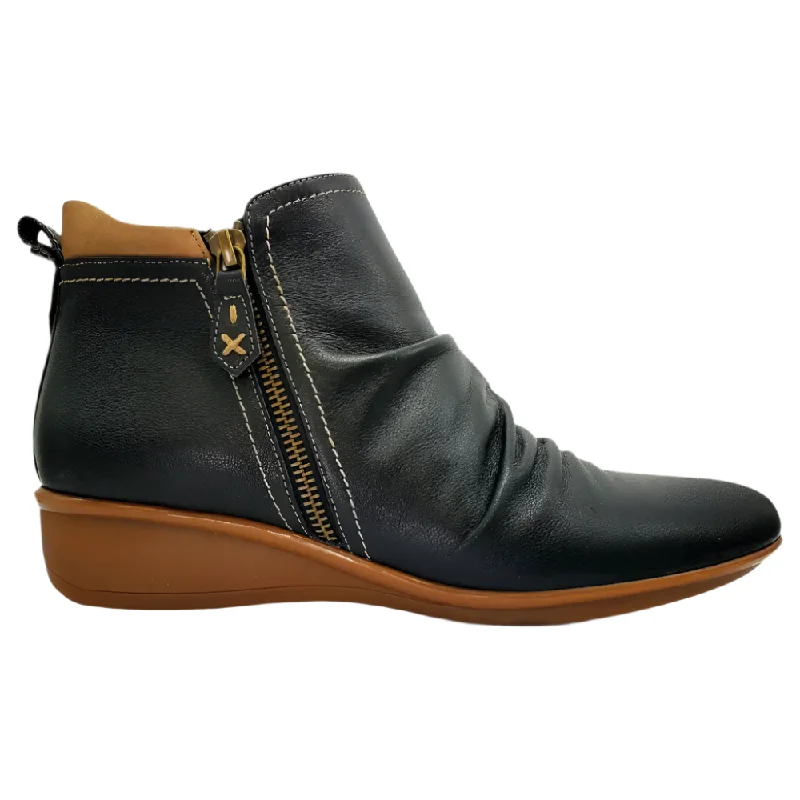 Comfortable Casual Loafers Revere Women's Wedge Booties Orthotic Ankle Boots Black / Toffee Nubuck Comfortable Casual Loafers Revere Women's Wedge Booties Orthotic Ankle Boots Black / Toffee Nubuck